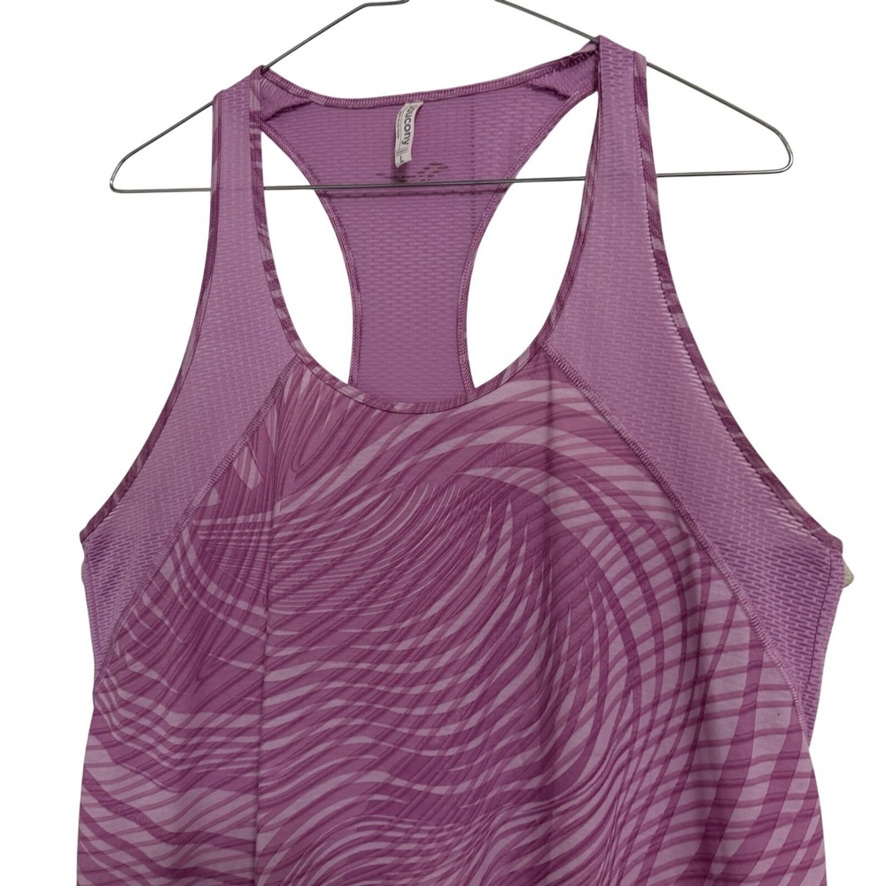 Saucony Womens Racerback Tank Top Purple Swirl Athletic Workout Gym Size L - Picture 7 of 12